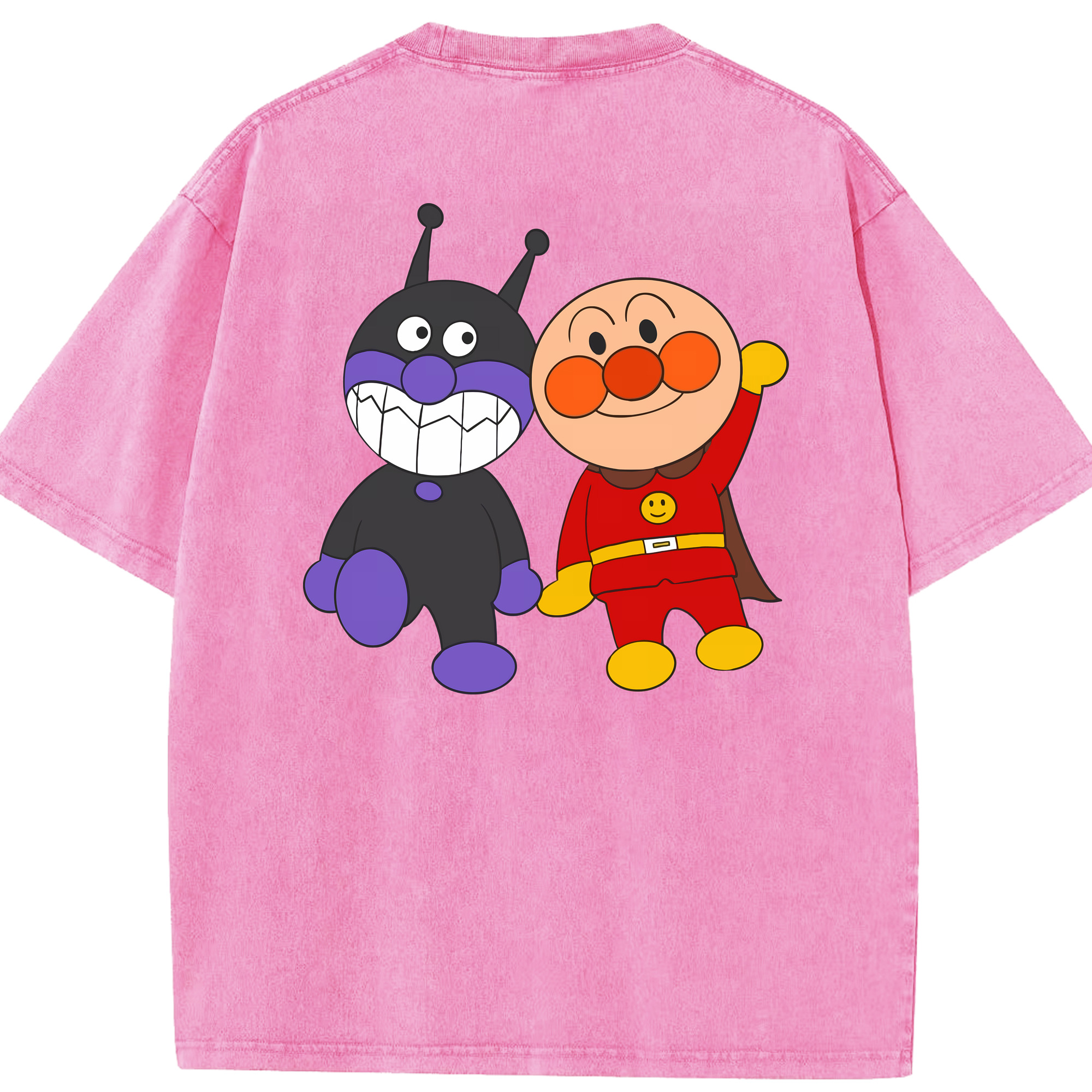 （画像用） アンパンマン Anpanman 綿100% ヴィンテージ風 半袖Tシャツ（背面プリント）